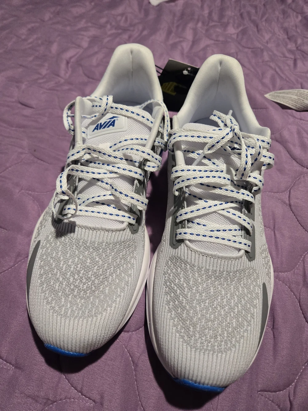 Avia Men's Light Gray and Blue Athletic Running Shoes